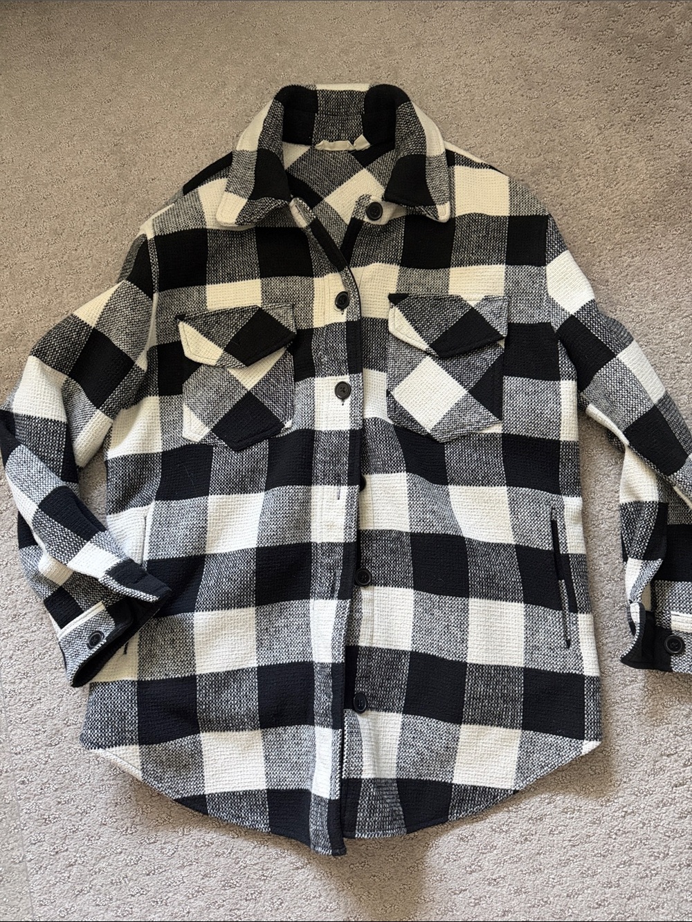 Black & White Plaid Shacket Jacket